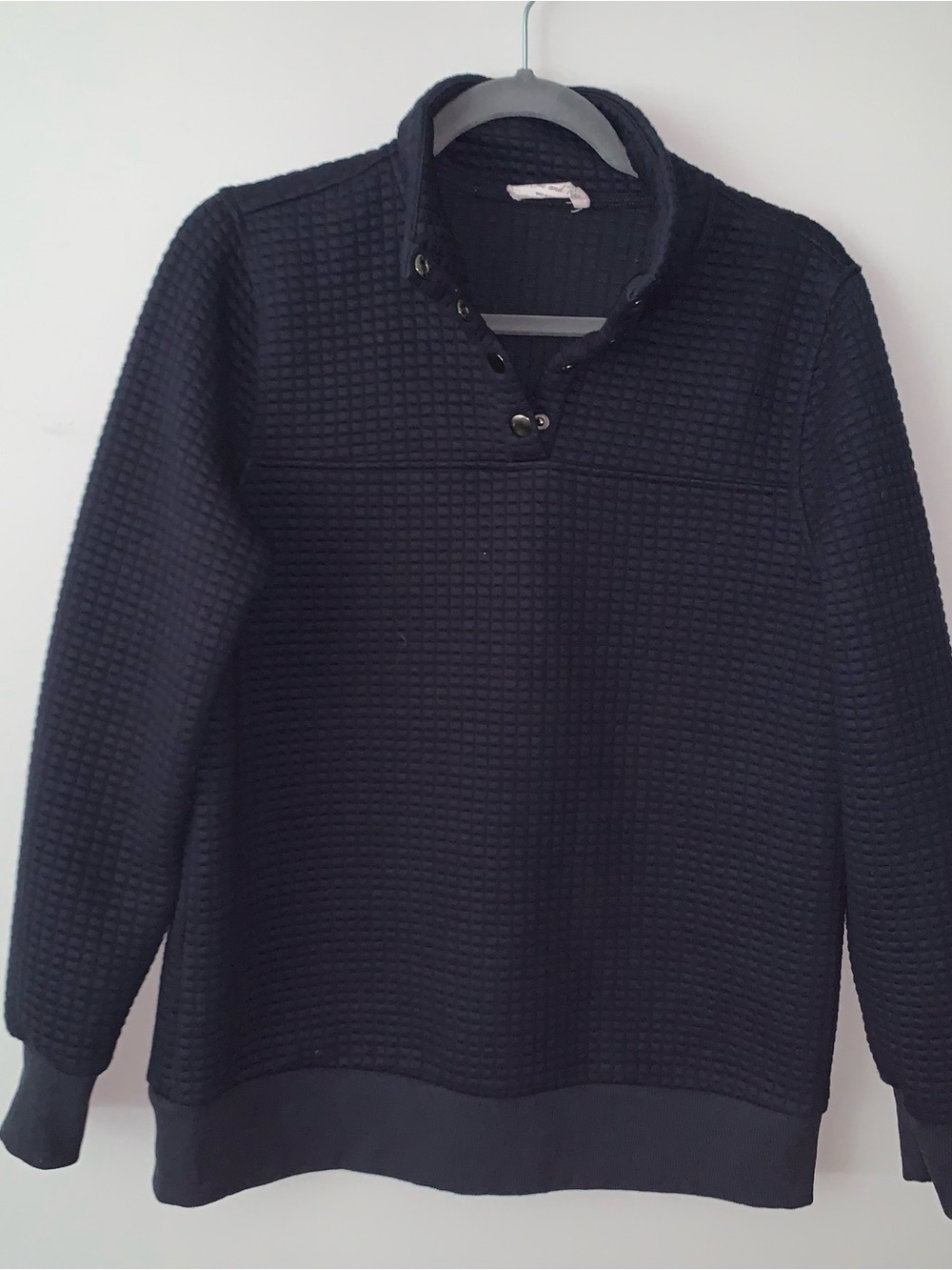 Doe & Rae Textured Waffle-Knit Crewneck Pullover